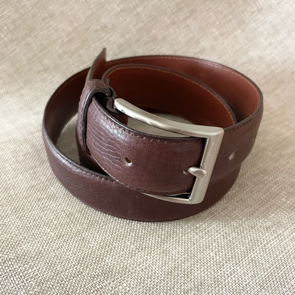 Coach Embossed Brown Leather Belt